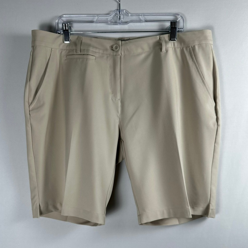 Lesmart Women's Golf Shorts 16 Beige Standard Fit Stretch Performance Activewear